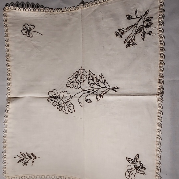 Handmade Embroidered Floral Table Runners Sofa Backs Set of Three - Picture 3 of 11